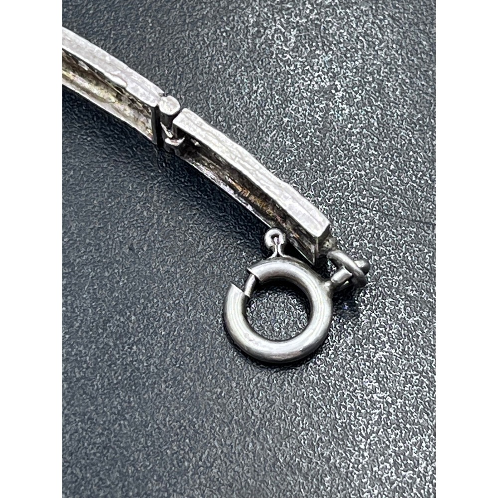 Vintage 925 Sterling Art Deco Panel Link Filigree Bracelet - Picture 8 of 15